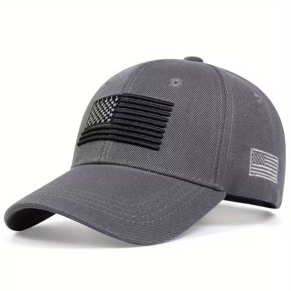 Gray Patriotic USA Flag Hat Tactical Baseball Cap Adjustable Embroidered Gift